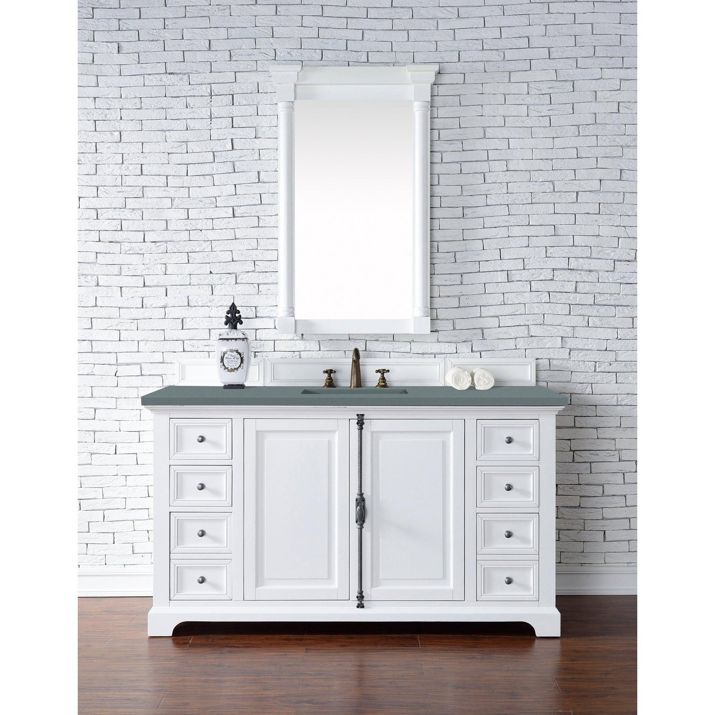 James Martin Vanities Providence 60" Bright White Single Vanity Cabinet With 3cm Cala Blue Quartz Top