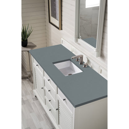 James Martin Vanities Providence 60" Bright White Single Vanity Cabinet With 3cm Cala Blue Quartz Top