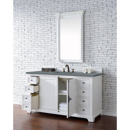 James Martin Vanities Providence 60" Bright White Single Vanity Cabinet With 3cm Cala Blue Quartz Top