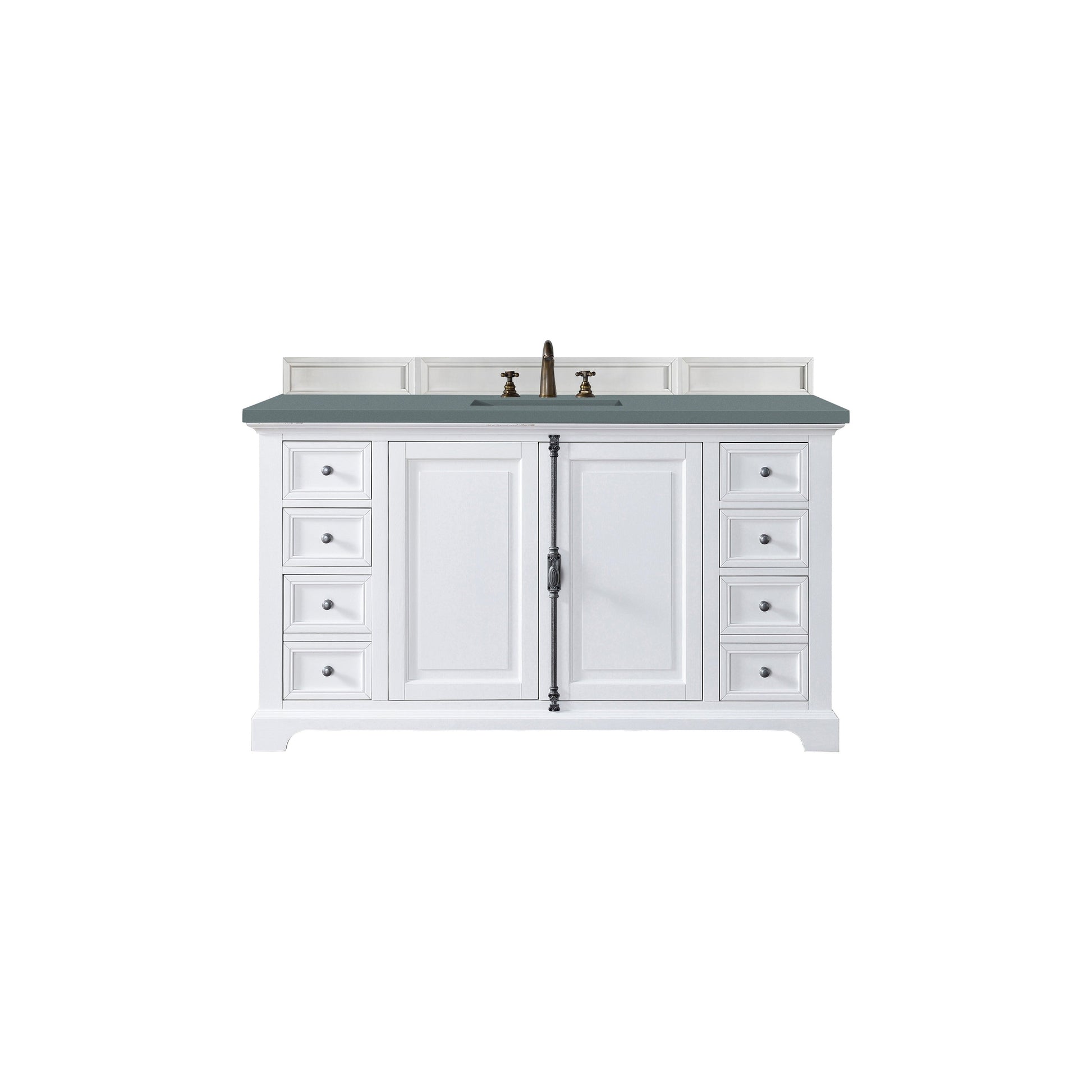 James Martin Vanities Providence 60" Bright White Single Vanity Cabinet With 3cm Cala Blue Quartz Top