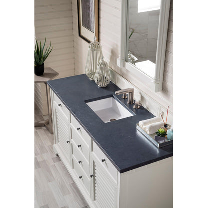 James Martin Vanities Providence 60" Bright White Single Vanity Cabinet With 3cm Charcoal Soapstone Quartz Top