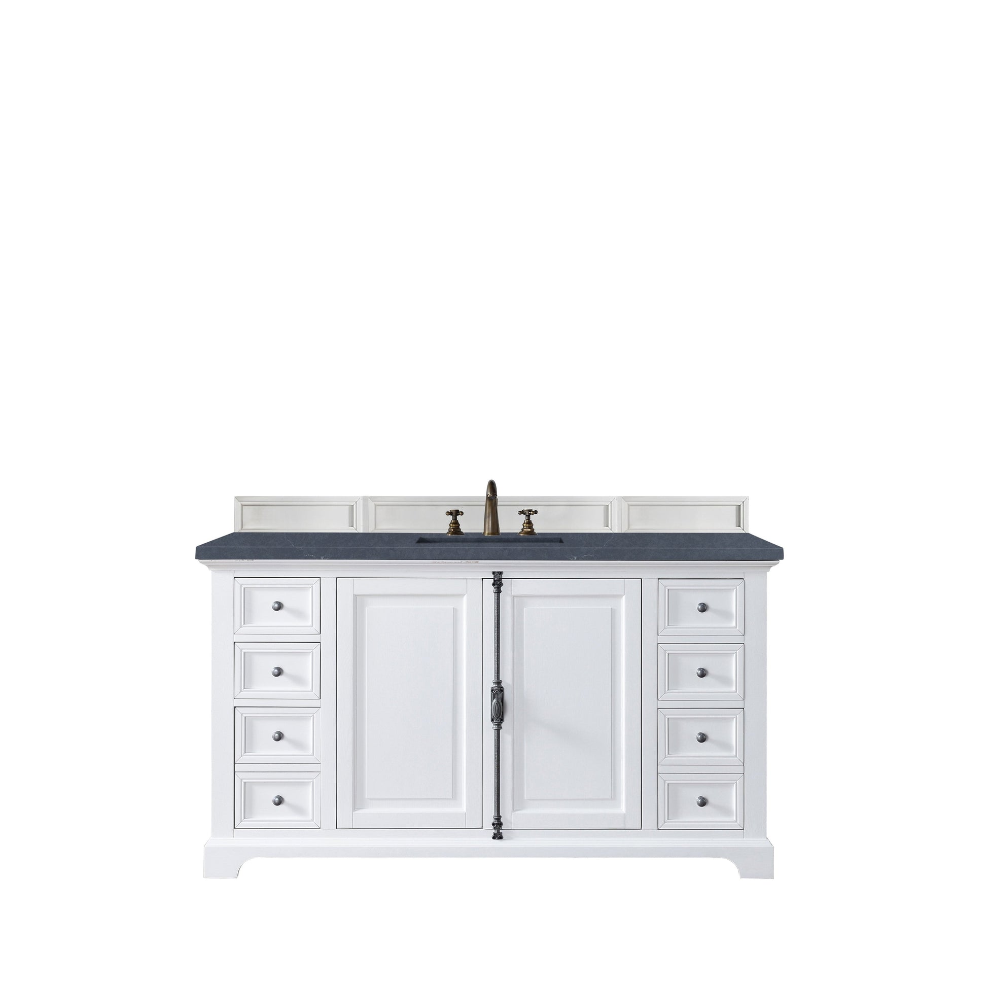 James Martin Vanities Providence 60" Bright White Single Vanity Cabinet With 3cm Charcoal Soapstone Quartz Top