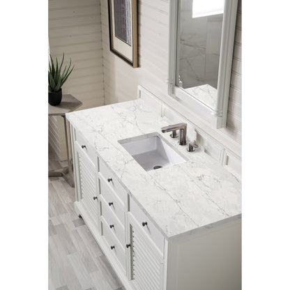 James Martin Vanities Providence 60" Bright White Single Vanity Cabinet With 3cm Eternal Jasmine Pearl Quartz Top