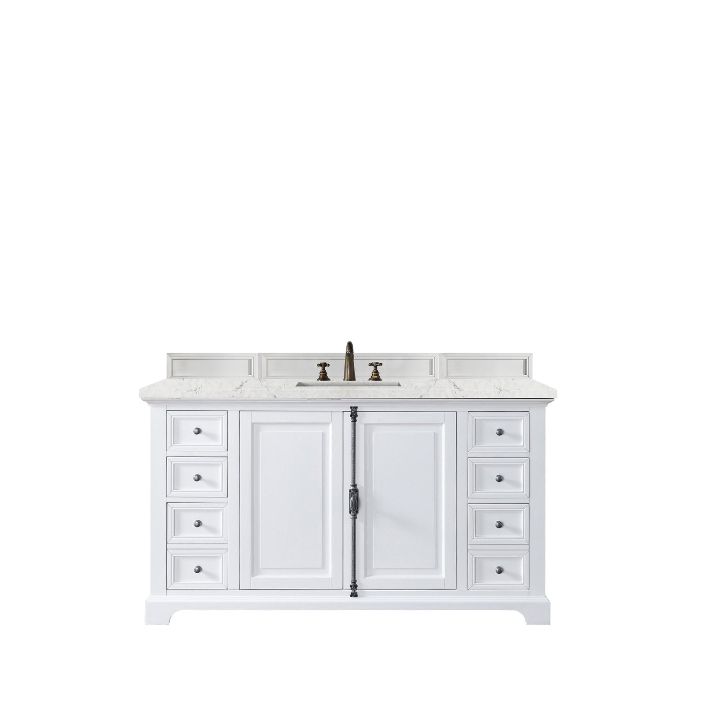 James Martin Vanities Providence 60" Bright White Single Vanity Cabinet With 3cm Eternal Jasmine Pearl Quartz Top