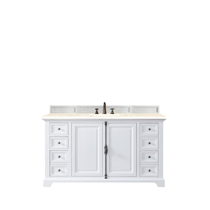 James Martin Vanities Providence 60" Bright White Single Vanity Cabinet With 3cm Eternal Marfil Quartz Top