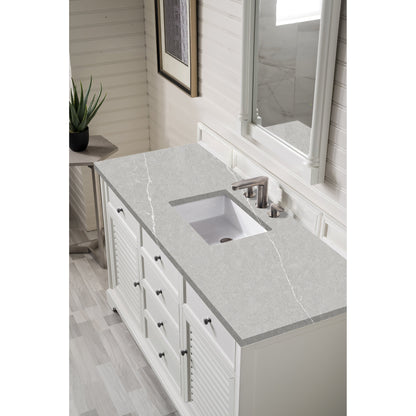 James Martin Vanities Providence 60" Bright White Single Vanity Cabinet With 3cm Eternal Serena Quartz Top