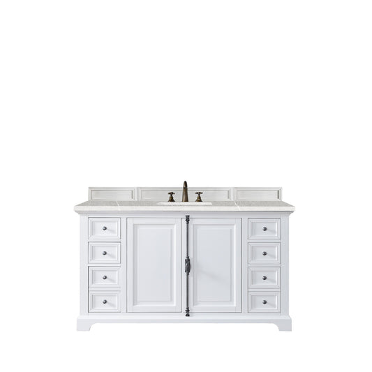 James Martin Vanities Providence 60" Bright White Single Vanity Cabinet With 3cm Eternal Serena Quartz Top