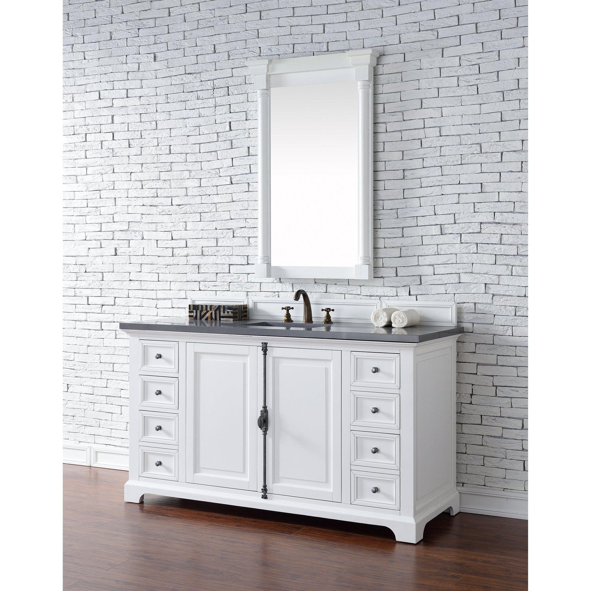 James Martin Vanities Providence 60" Bright White Single Vanity Cabinet With 3cm Grey Expo Quartz Top