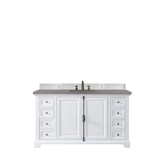 James Martin Vanities Providence 60" Bright White Single Vanity Cabinet With 3cm Grey Expo Quartz Top