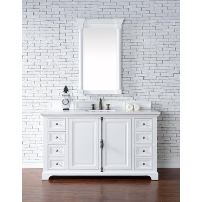 James Martin Vanities Providence 60" Bright White Single Vanity Cabinet With 3cm White Zeus Quartz Top