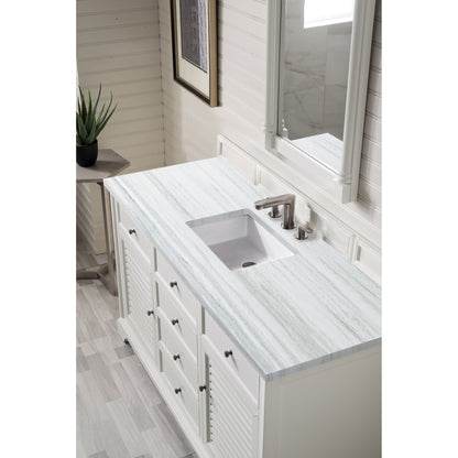 James Martin Vanities Providence 60" Bright White Single Vanity With 3cm Arctic Fall Solid Surface Top