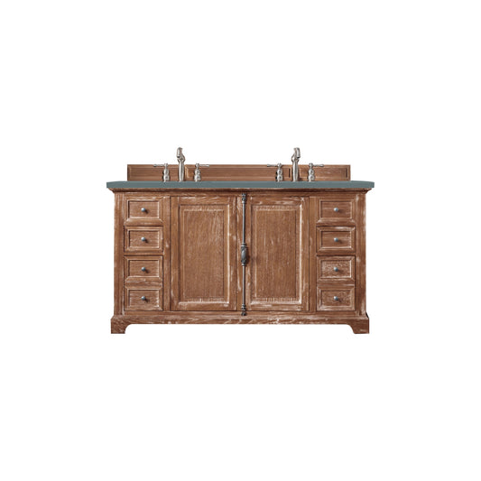 James Martin Vanities Providence 60" Driftwood Double Vanity Cabinet With 3cm Cala Blue Quartz Top