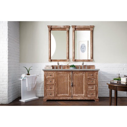 James Martin Vanities Providence 60" Driftwood Double Vanity Cabinet With 3cm Eternal Serena Quartz Top