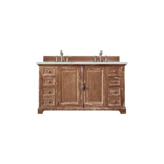 James Martin Vanities Providence 60" Driftwood Double Vanity Cabinet With 3cm Ethereal Noctis Quartz Top