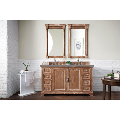 James Martin Vanities Providence 60" Driftwood Double Vanity Cabinet With 3cm Grey Expo Quartz Top