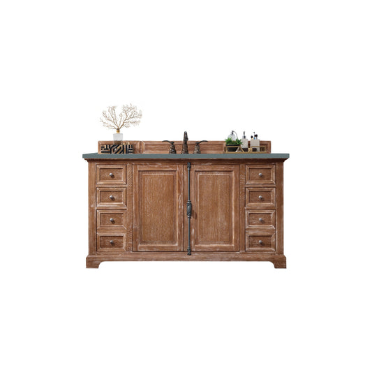 James Martin Vanities Providence 60" Driftwood Single Vanity Cabinet With 3cm Cala Blue Quartz Top