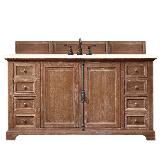 James Martin Vanities Providence 60" Driftwood Single Vanity Cabinet With 3cm Eternal Marfil Quartz Top