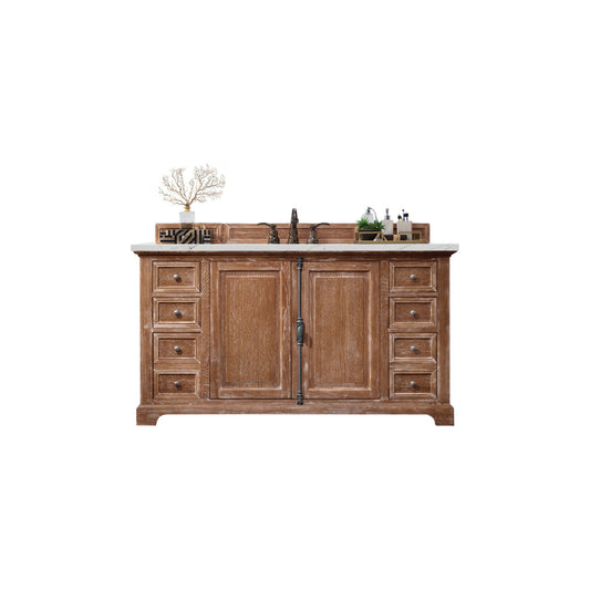 James Martin Vanities Providence 60" Driftwood Single Vanity Cabinet With 3cm Ethereal Noctis Quartz Top