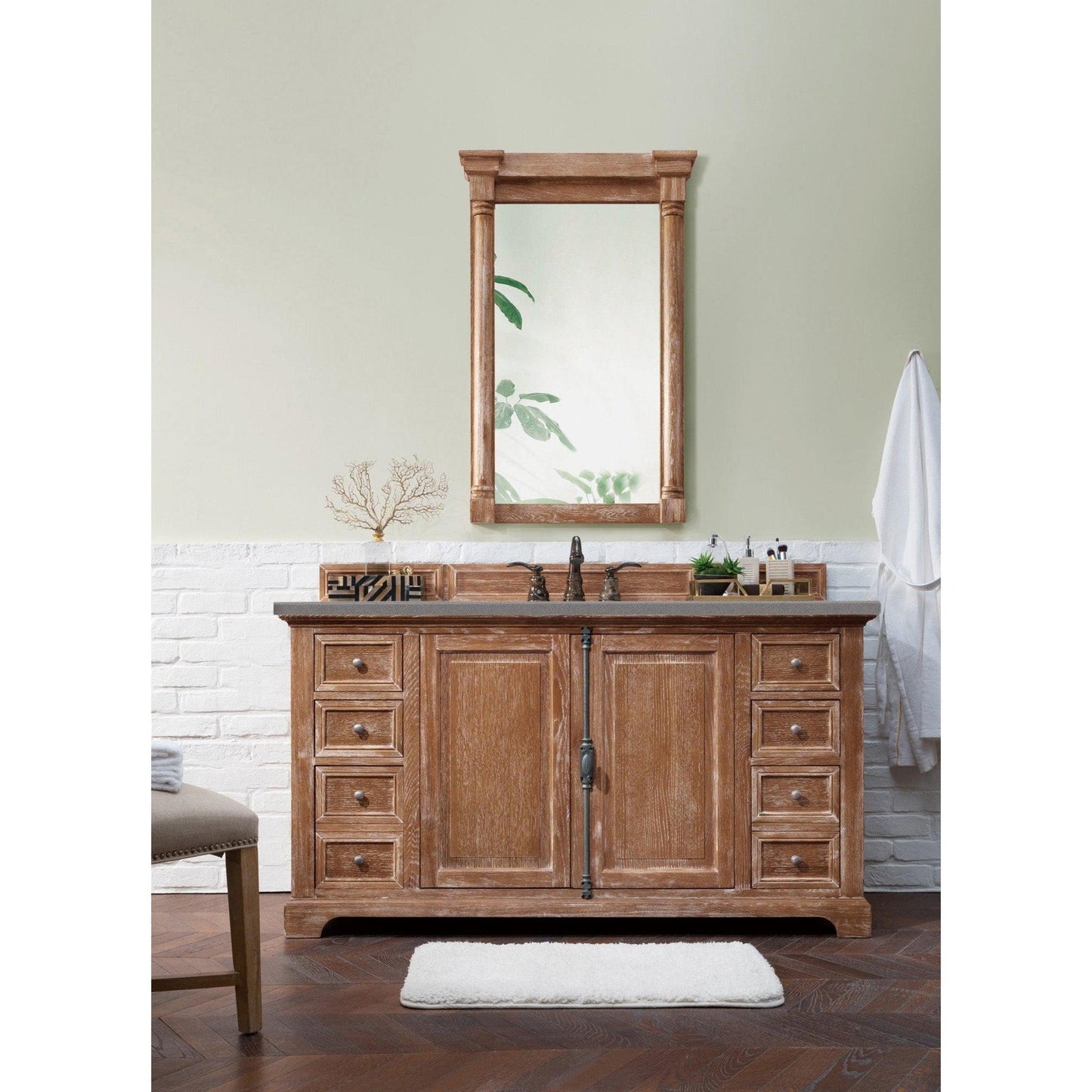 James Martin Vanities Providence 60" Driftwood Single Vanity Cabinet With 3cm Grey Expo Quartz Top