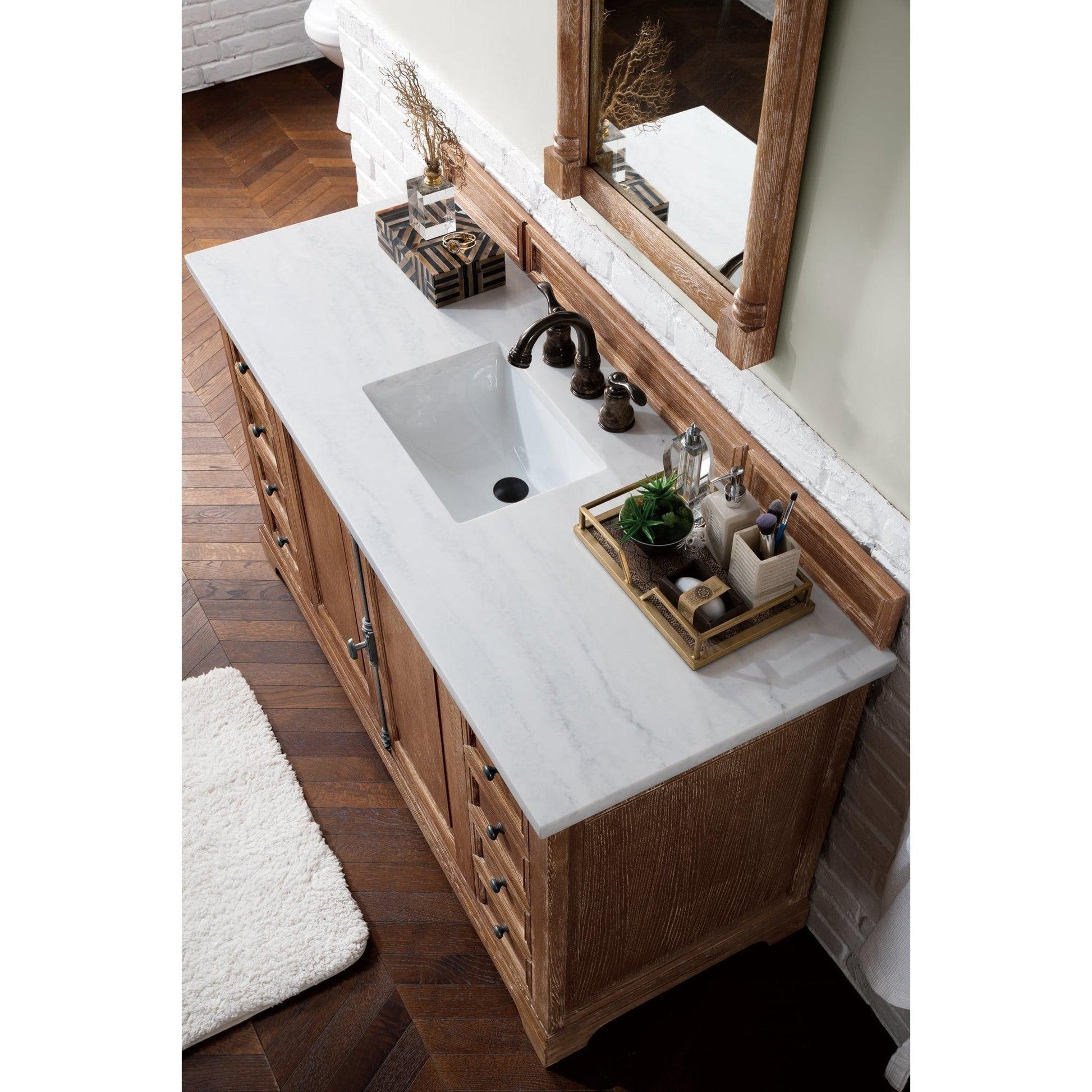 James Martin Vanities Providence 60" Driftwood Single Vanity With 3cm Arctic Fall Solid Surface Top