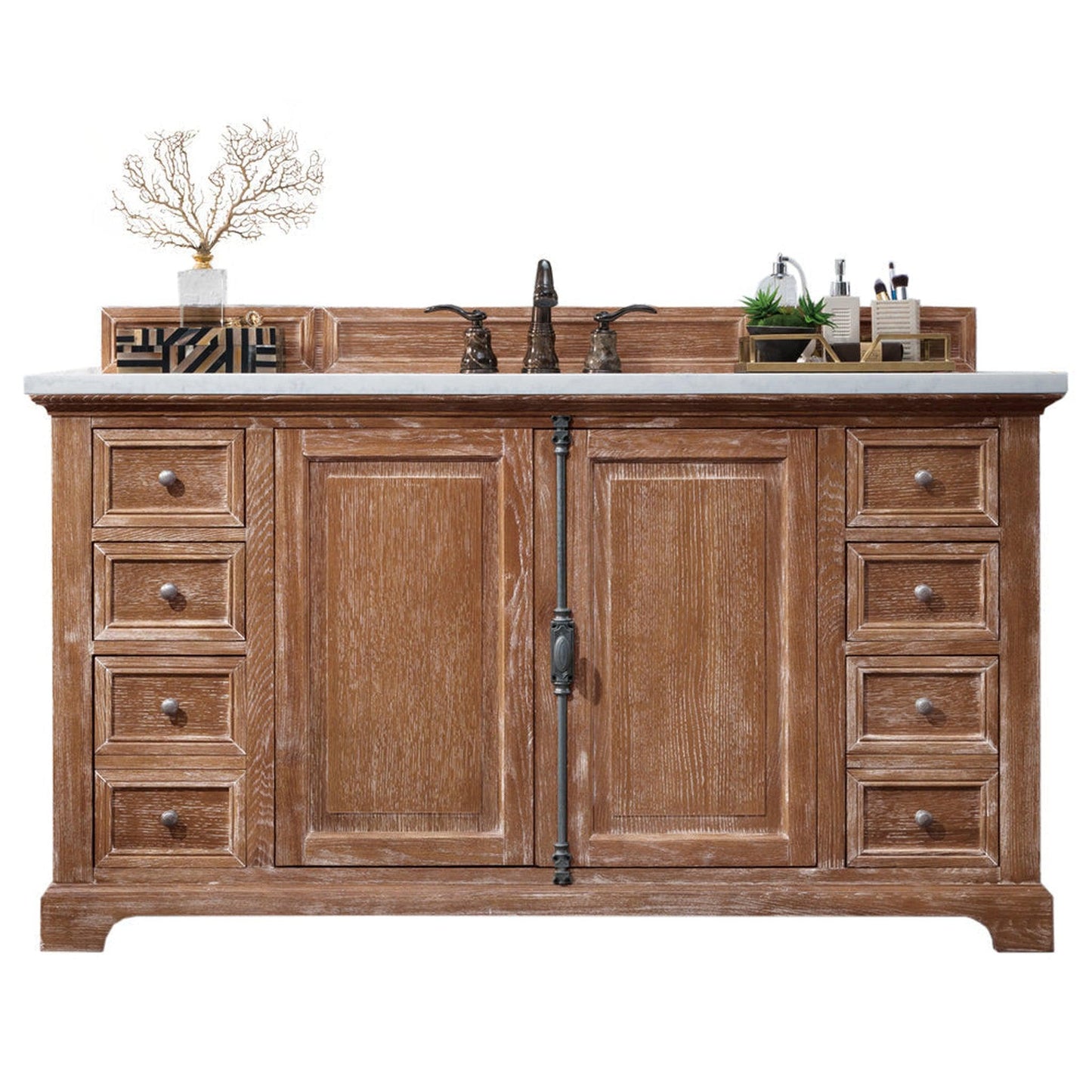 James Martin Vanities Providence 60" Driftwood Single Vanity With 3cm Arctic Fall Solid Surface Top