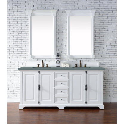 James Martin Vanities Providence 72" Bright White Double Vanity Cabinet With 3cm Cala Blue Quartz Top