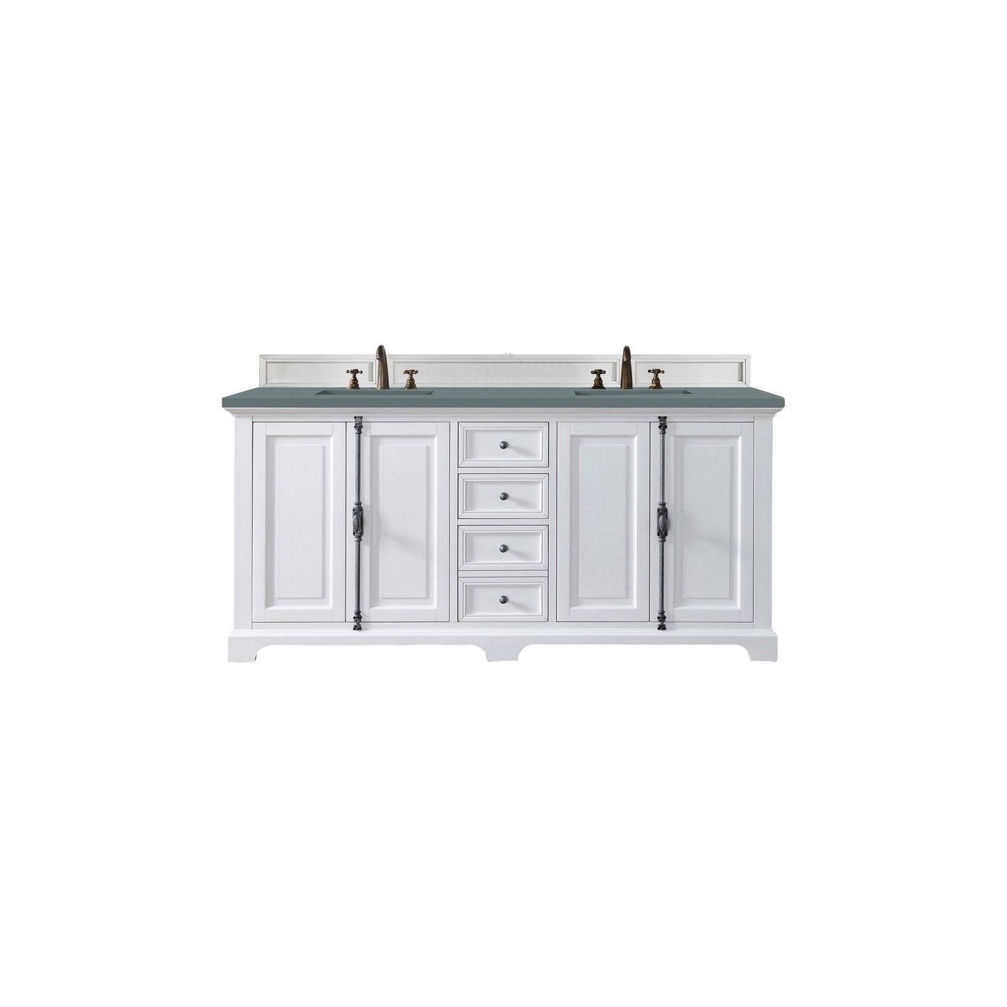 James Martin Vanities Providence 72" Bright White Double Vanity Cabinet With 3cm Cala Blue Quartz Top