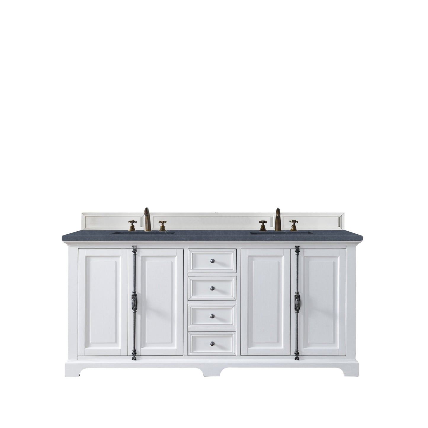 James Martin Vanities Providence 72" Bright White Double Vanity Cabinet With 3cm Charcoal Soapstone Quartz Top