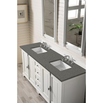 James Martin Vanities Providence 72" Bright White Double Vanity Cabinet With 3cm Grey Expo Quartz Top