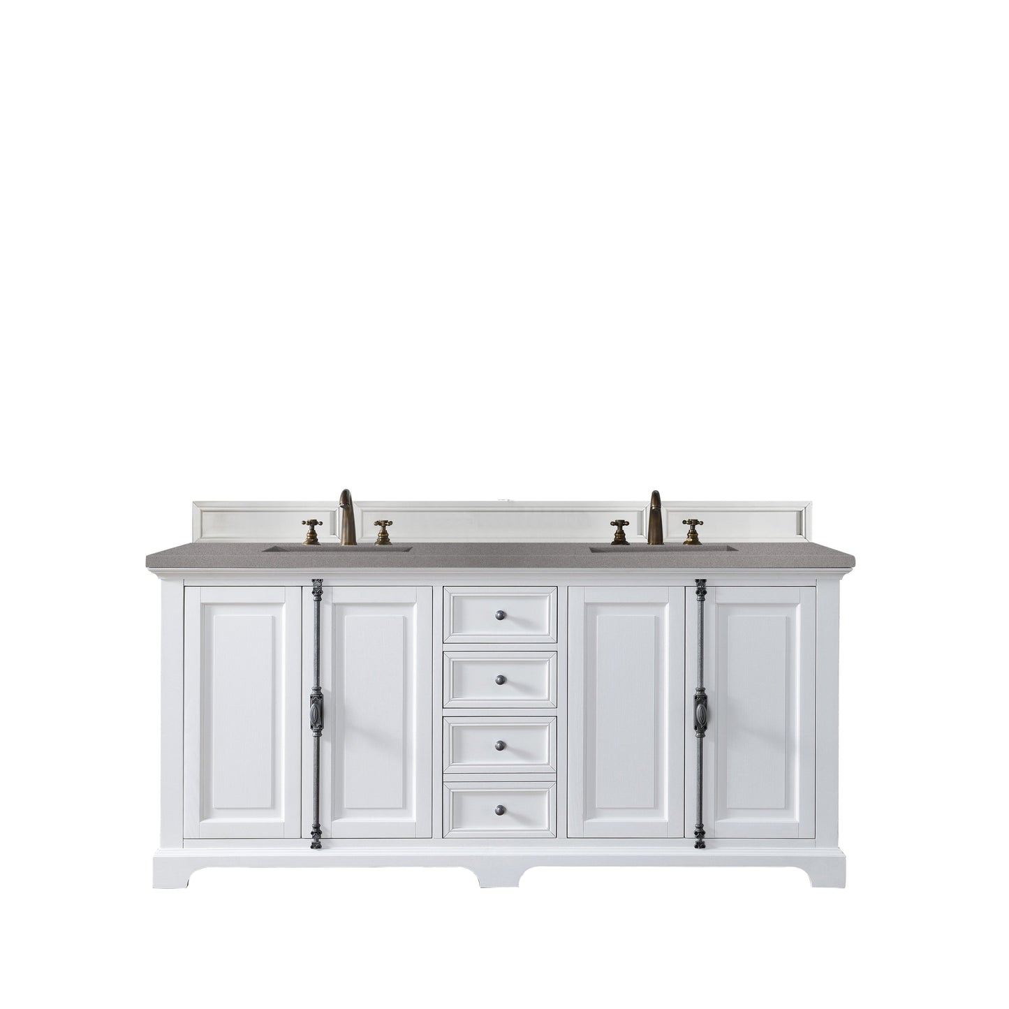 James Martin Vanities Providence 72" Bright White Double Vanity Cabinet With 3cm Grey Expo Quartz Top