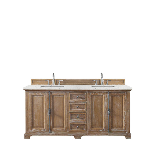 James Martin Vanities Providence 72" Driftwood Double Vanity Cabinet With 3cm Eternal Jasmine Pearl Quartz Top