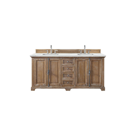 James Martin Vanities Providence 72" Driftwood Double Vanity Cabinet With 3cm Ethereal Noctis Quartz Top