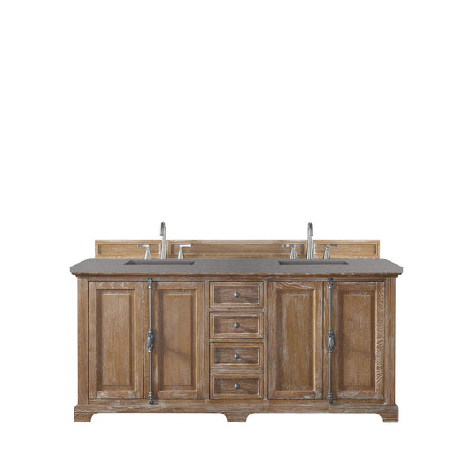 James Martin Vanities Providence 72" Driftwood Double Vanity Cabinet With 3cm Grey Expo Quartz Top