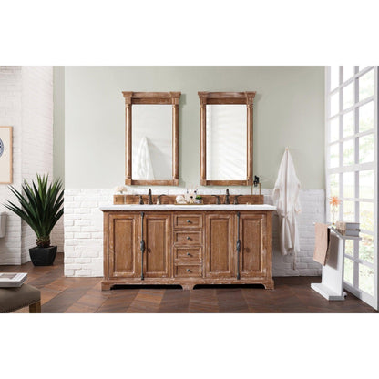 James Martin Vanities Providence 72" Driftwood Double Vanity With 3cm Arctic Fall Solid Surface Top