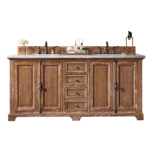 James Martin Vanities Providence 72" Driftwood Double Vanity With 3cm Arctic Fall Solid Surface Top