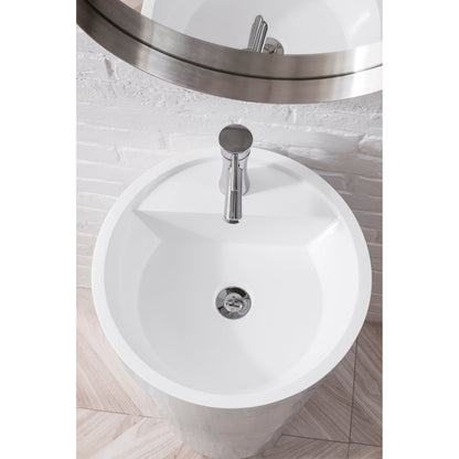 James Martin Vanities Quebec 17.5" Bright White Solid Surface Pedestal Sink
