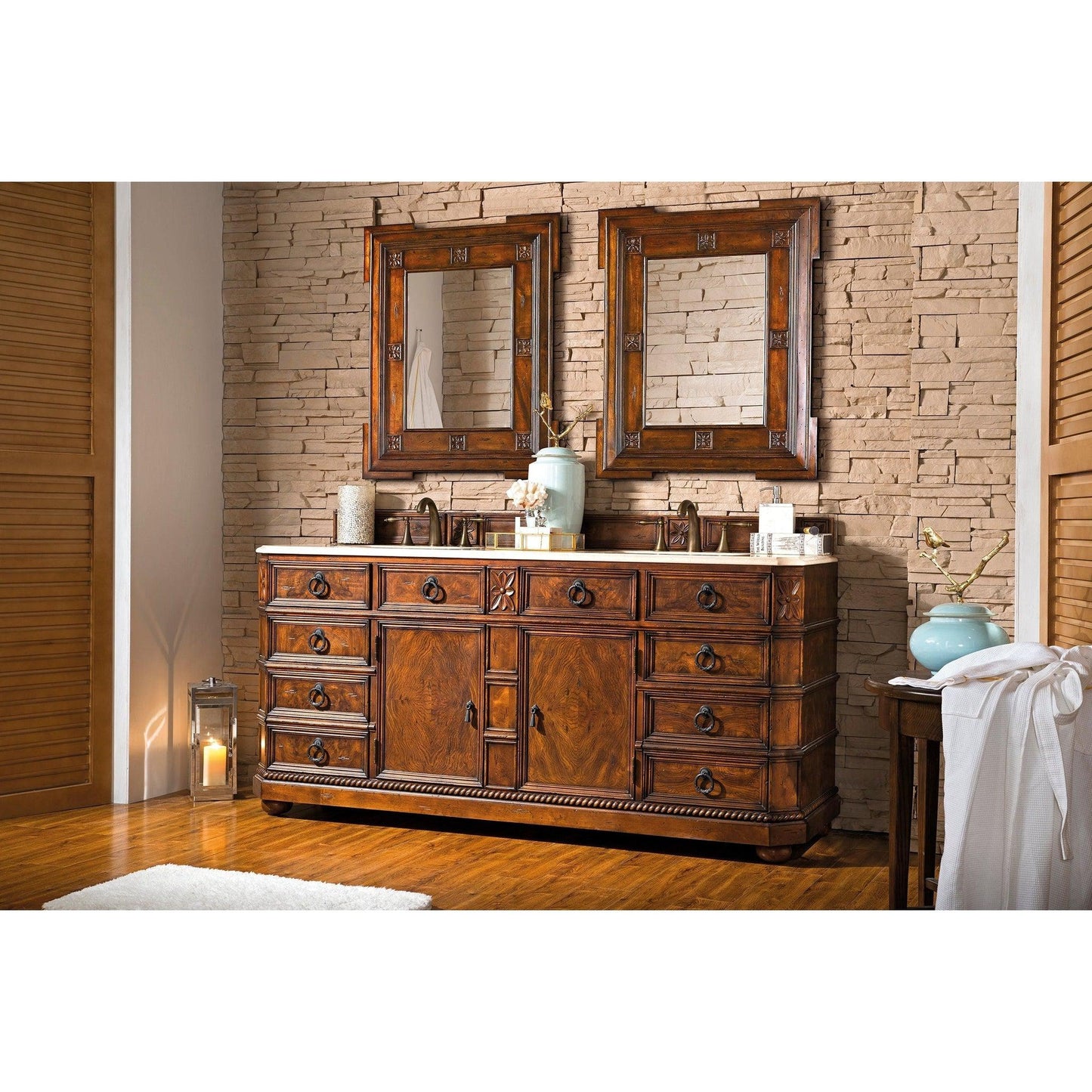 James Martin Vanities Regent 71" English Burl Double Vanity