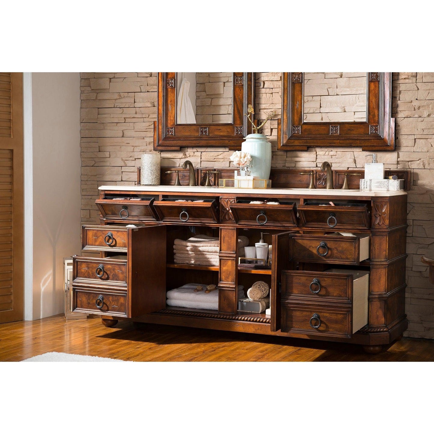 James Martin Vanities Regent 71" English Burl Double Vanity