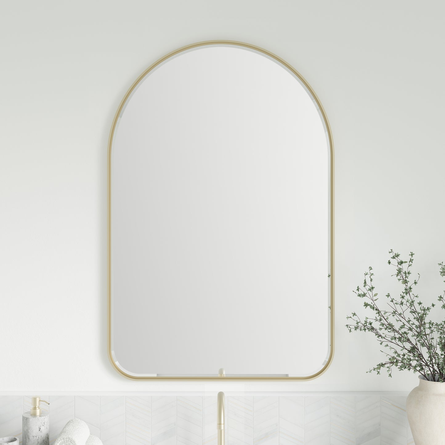 James Martin Vanities Rohe 24" Champagne Brass Arched Mirror