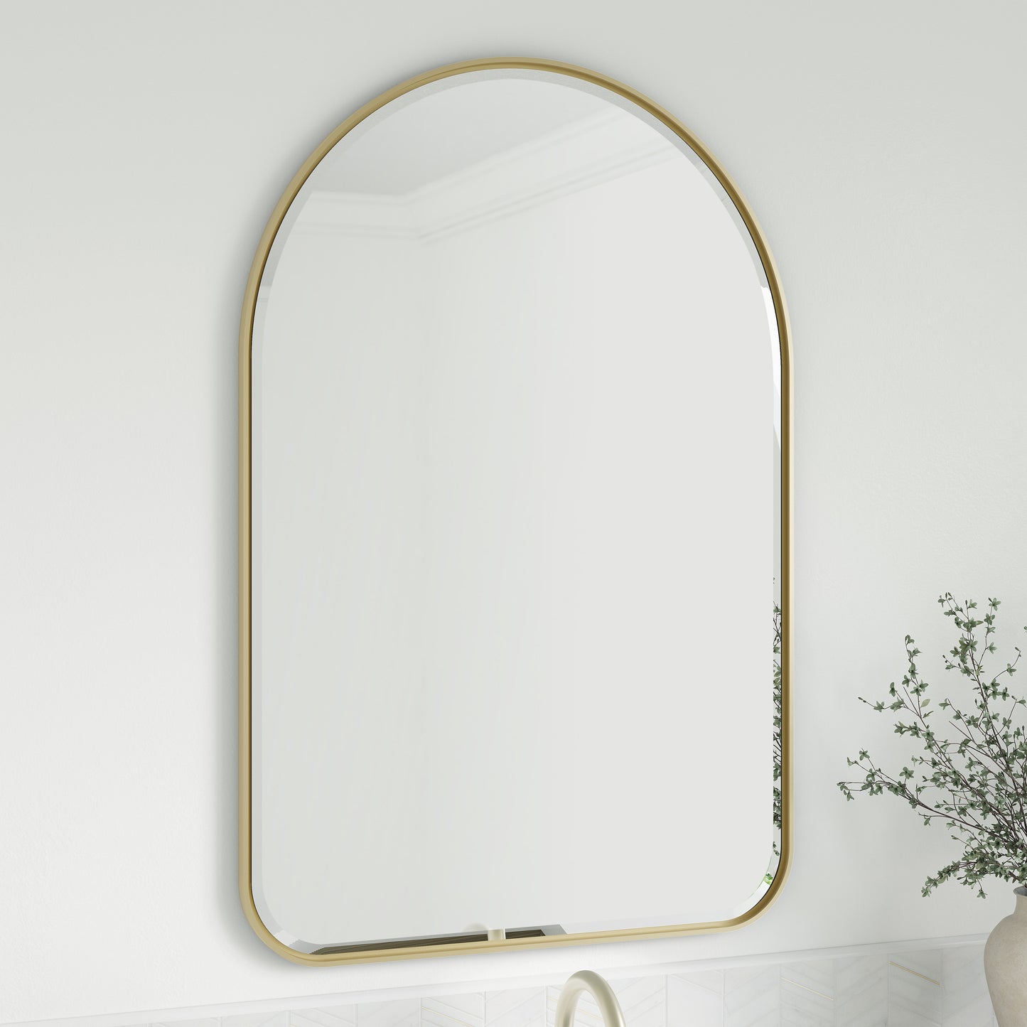 James Martin Vanities Rohe 24" Champagne Brass Arched Mirror