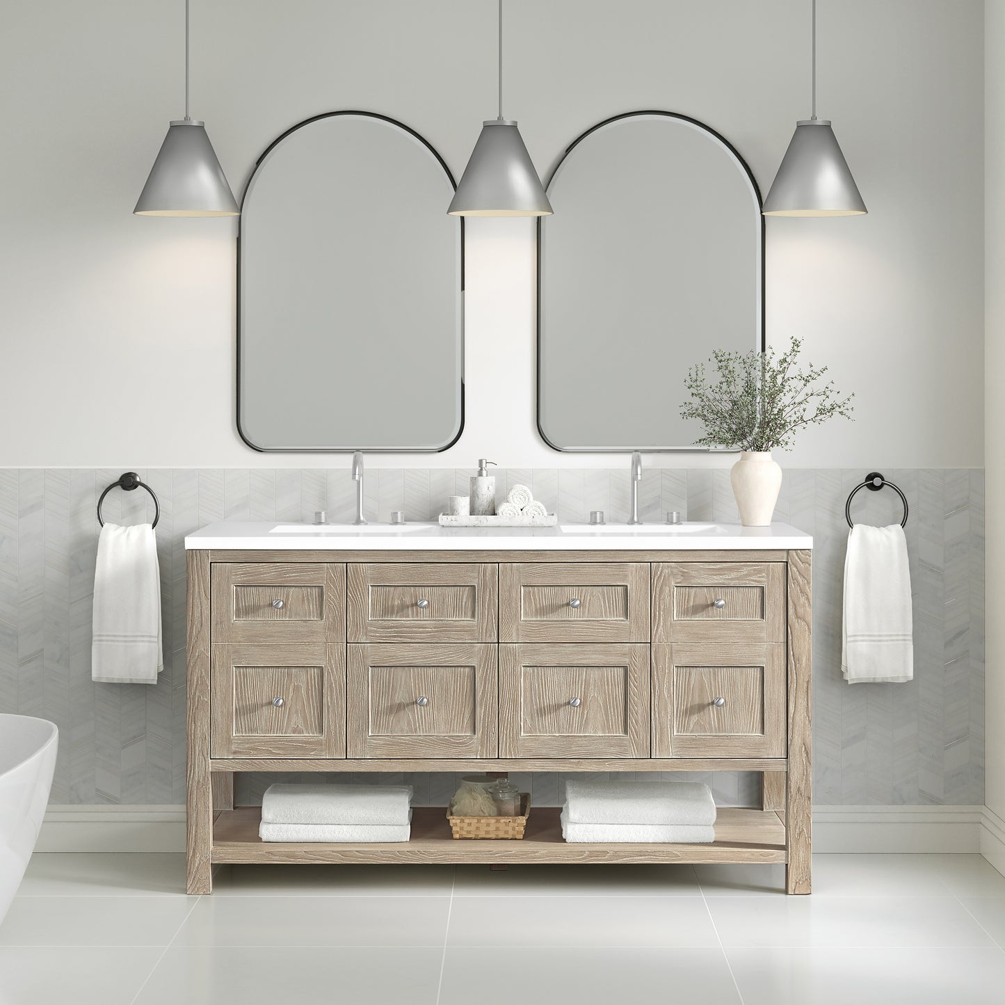 James Martin Vanities Rohe 24" Matte Black Arched Mirror