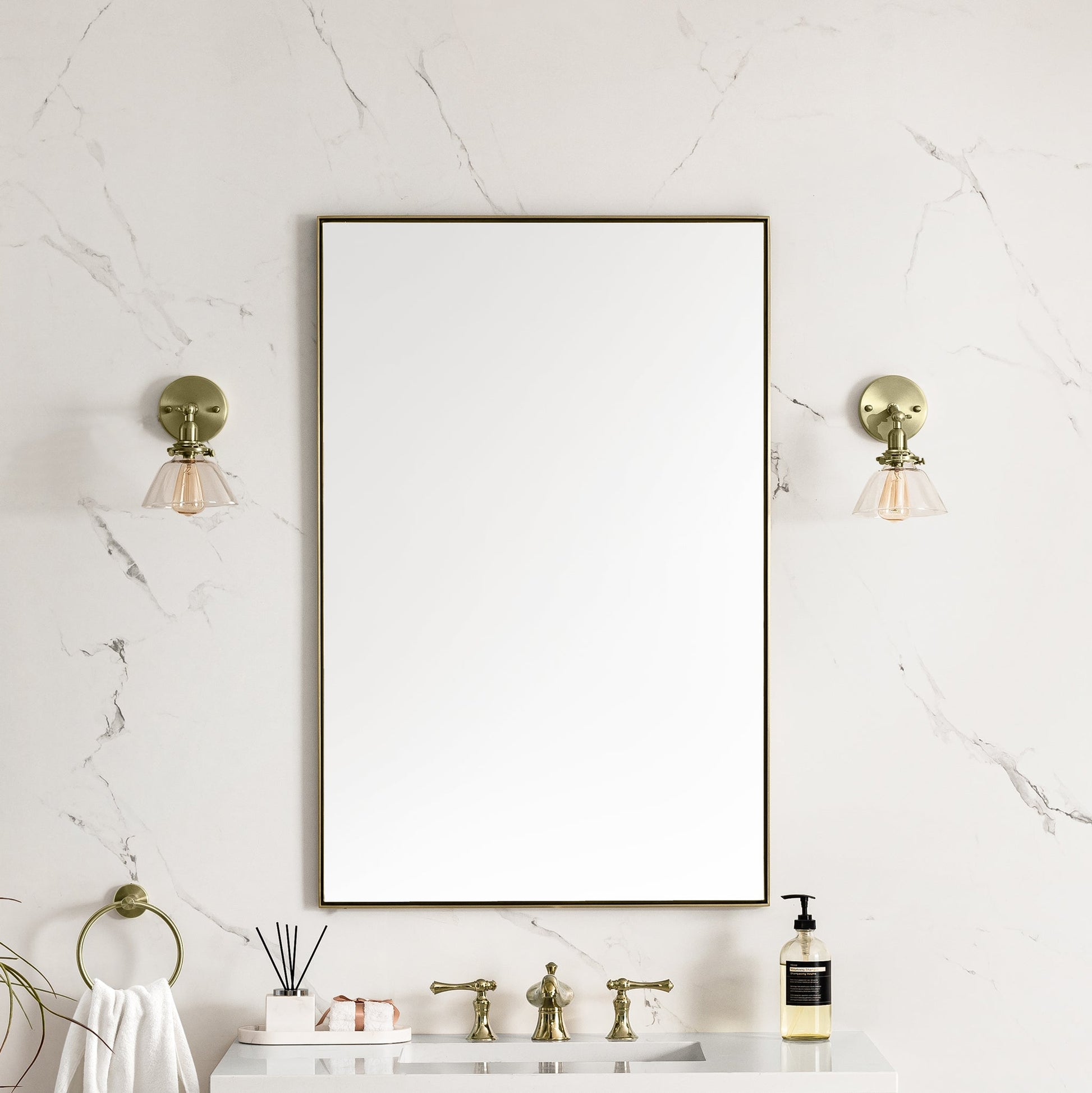 James Martin Vanities Rohe 26" Champagne Brass Mirror