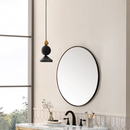 James Martin Vanities Rohe 30" Champagne Brass Round Mirror