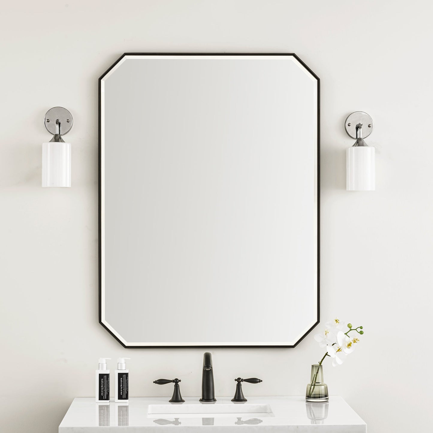 James Martin Vanities Rohe 30" Matte Black Octagon Mirror