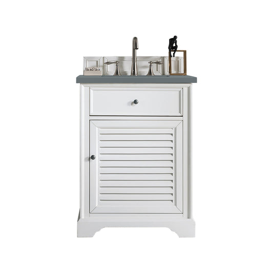 James Martin Vanities Savannah 26" Bright White Single Vanity Cabinet With 3cm Cala Blue Quartz Top