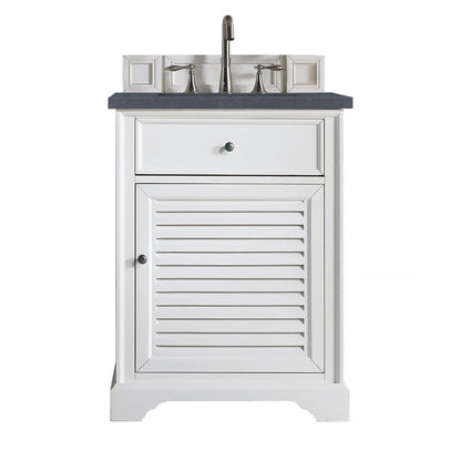 James Martin Vanities Savannah 26" Bright White Single Vanity Cabinet With 3cm Charcoal Soapstone Quartz Top