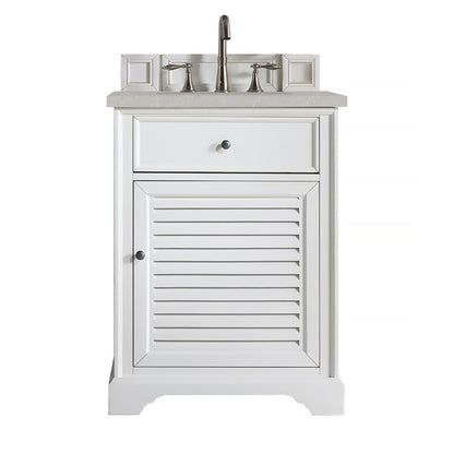 James Martin Vanities Savannah 26" Bright White Single Vanity Cabinet With 3cm Eternal Serena Quartz Top