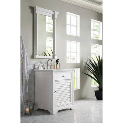 James Martin Vanities Savannah 26" Bright White Single Vanity Cabinet With 3cm Ethereal Noctis Quartz Top