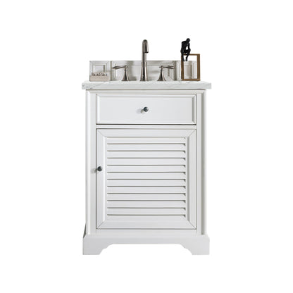 James Martin Vanities Savannah 26" Bright White Single Vanity Cabinet With 3cm Ethereal Noctis Quartz Top