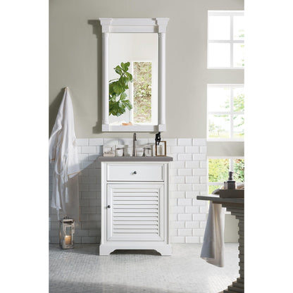 James Martin Vanities Savannah 26" Bright White Single Vanity Cabinet With 3cm Grey Expo Quartz Top